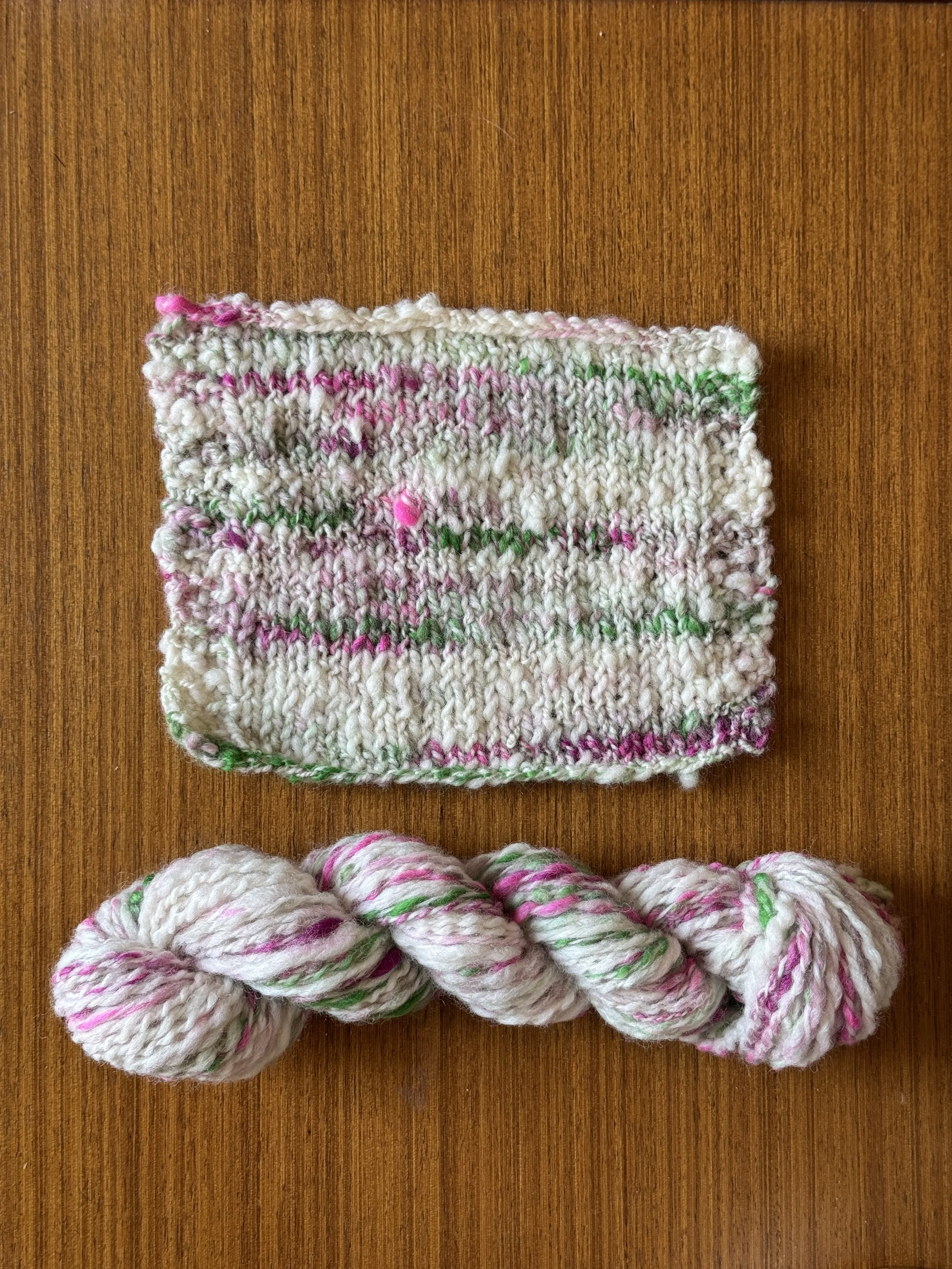 Spiral plied handspun yarn made from my own rolags. Merino fibre from World of Wool.