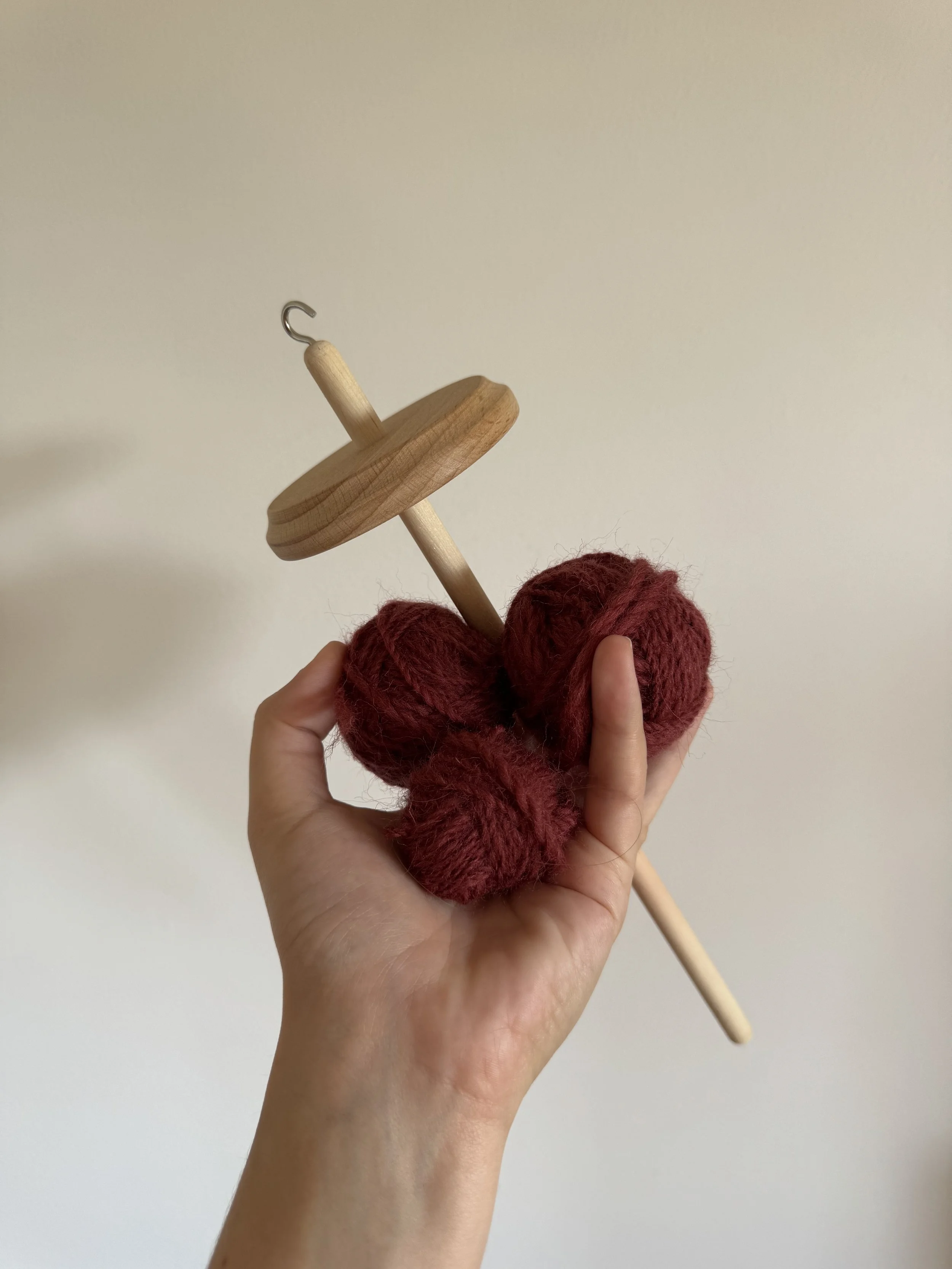 Drop spindle spun shetland yarn.