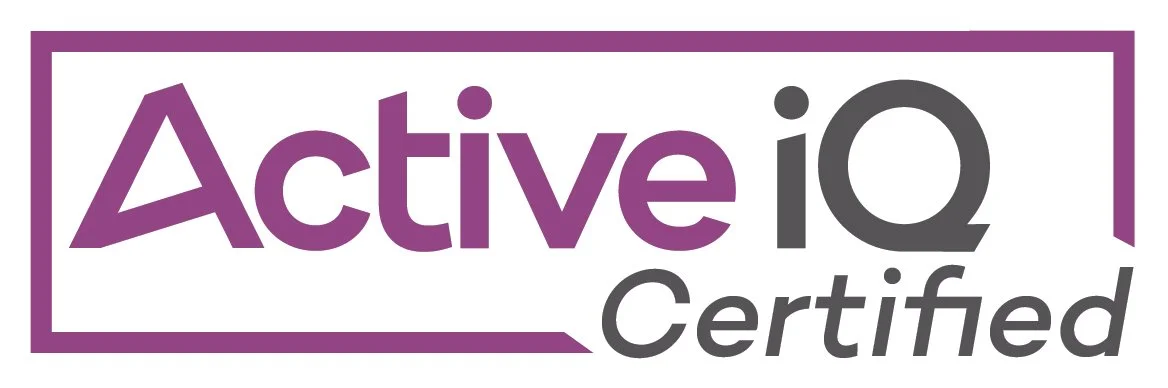 Logo with the text 'Active IQ Certified' in purple and gray, enclosed in a rectangular outline.