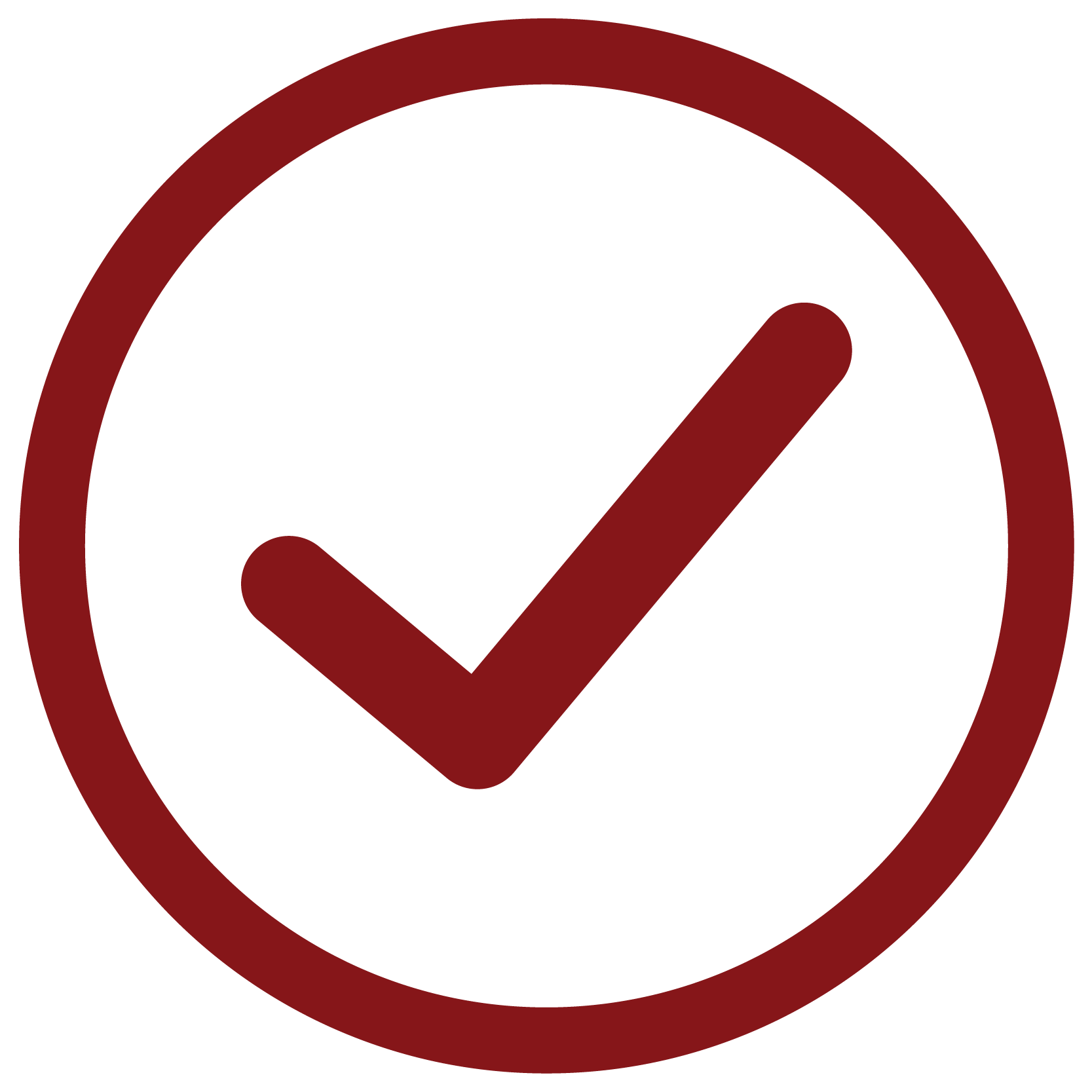 Red circle with a check mark inside.