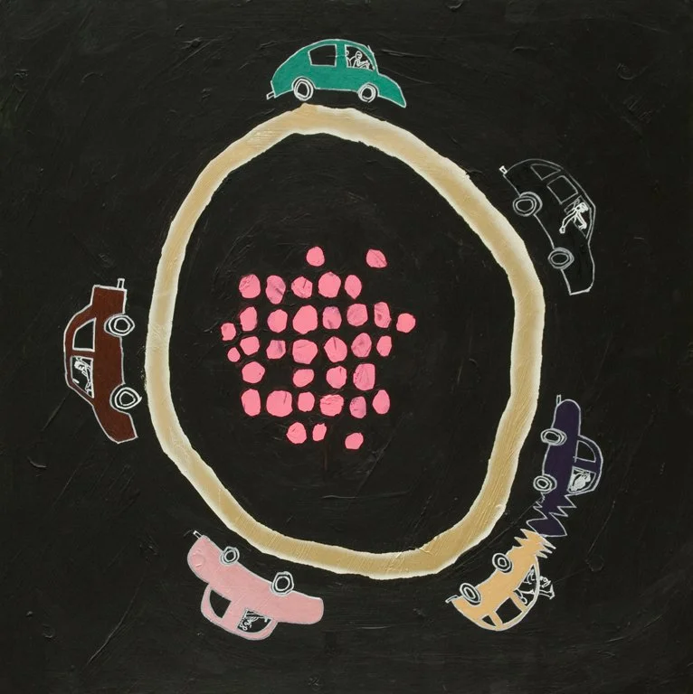 Selin and The Magic Roundabouts, 2010
Oil and acrylic on board
122 x 122 cm