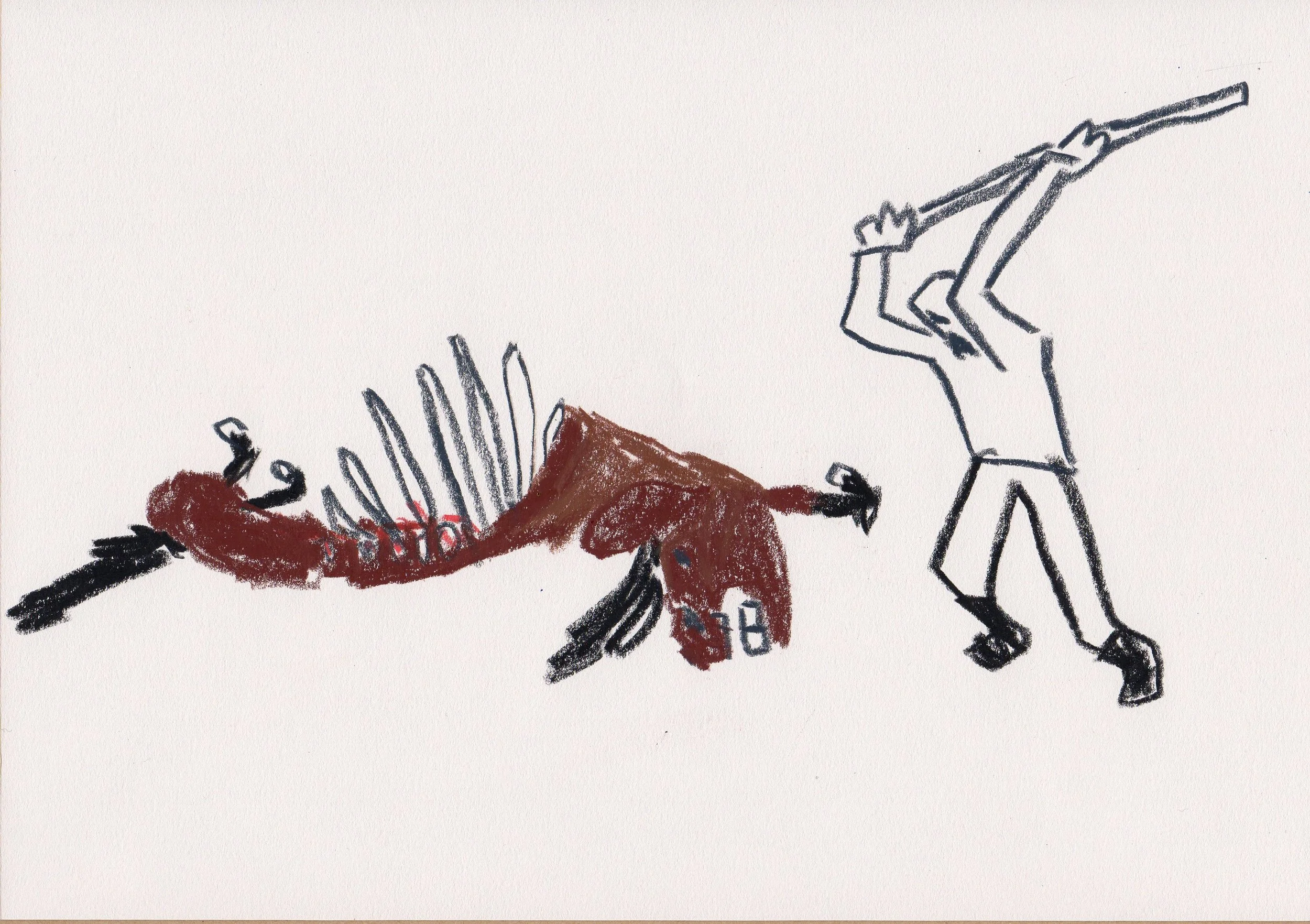 Flogging A Dead Horse, 2018
Wax oil pastel on paper
21 x 30 cm