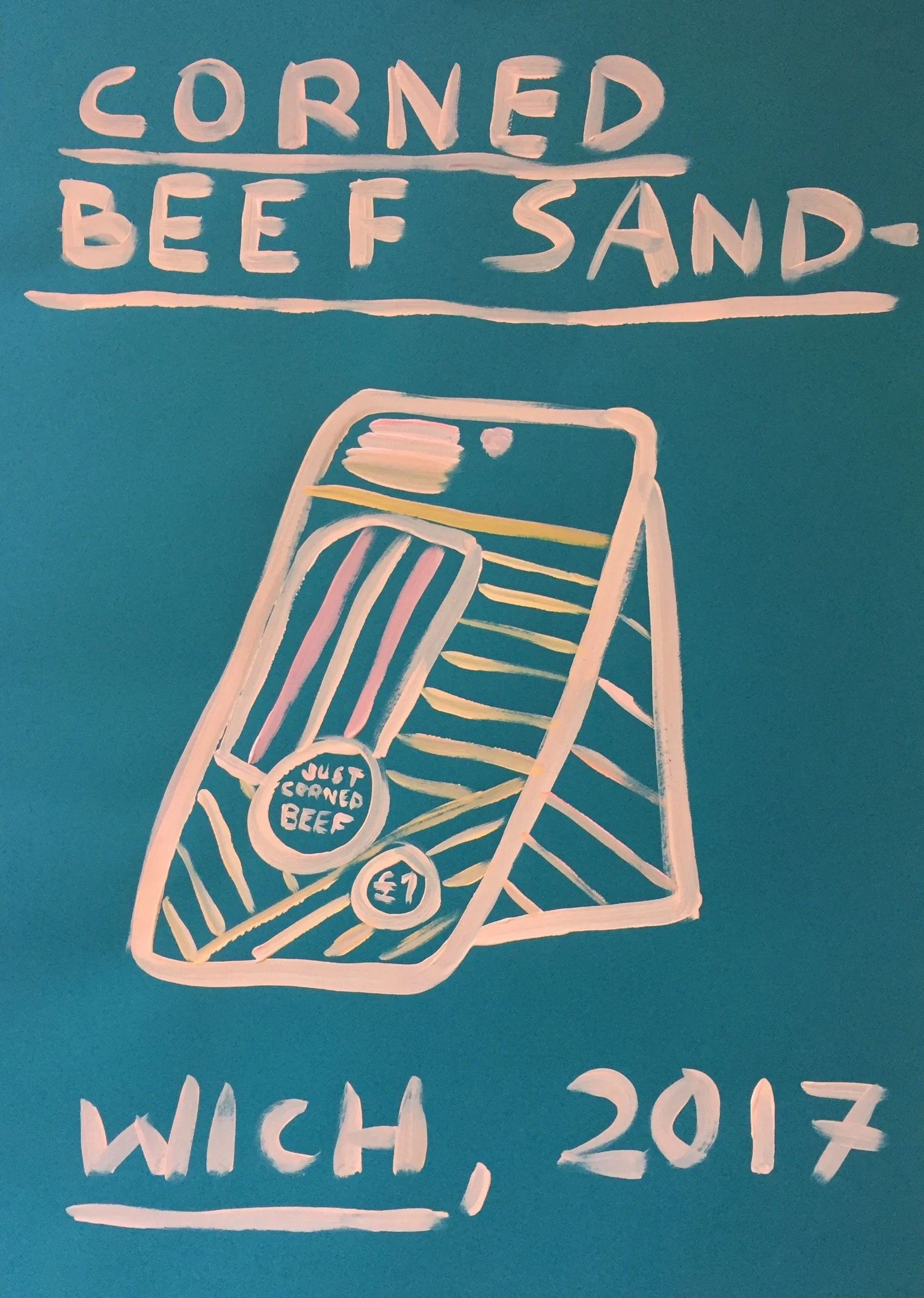 Corned Beef Sandwich, 2017
Acrylic on card
60 x 42 cm