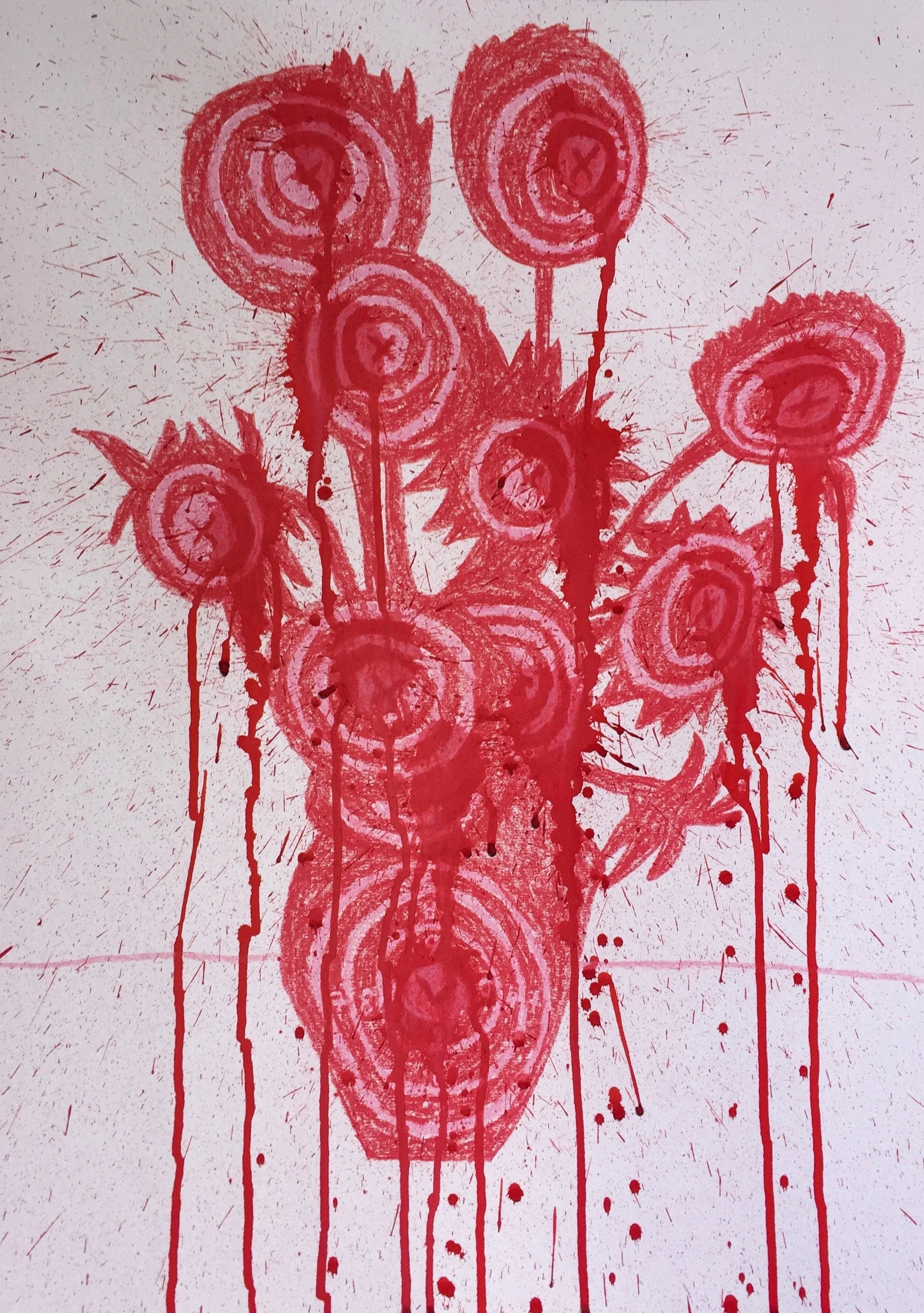 Sunflowers Target in Red, After Van Gogh, 2017
Wax pastel and ink on paper
60 x 42 cm