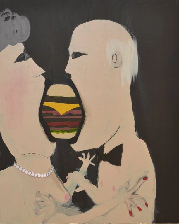 Two Lovers, 2012
Household Paint and Collage on Board