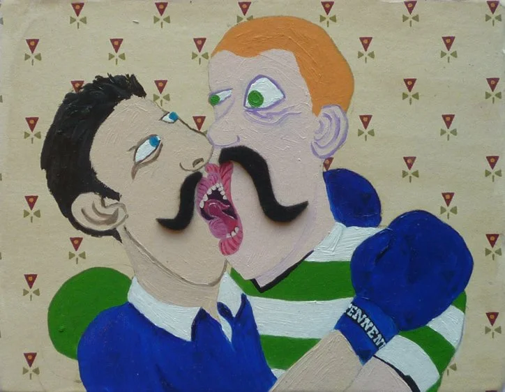 The Glasgow Kiss, 2011
Oil and Collage on Paper on Board
15 x 21 cm