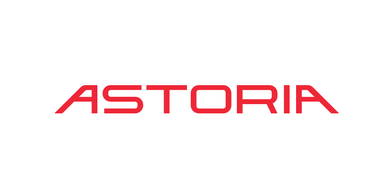 The word 'ASTORIA' in red, stylized letters on a black background.