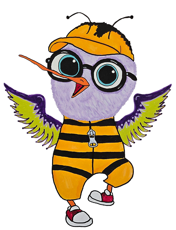 Buzzbee is a tiny honeybird with glasses, an earnest heart, and a habit of not always hearing exactly what was said. As Bauble Bay’s self-appointed Island Sekurity, misunderstandings are inevitable - but Buzzbee approaches every mission with absolute
