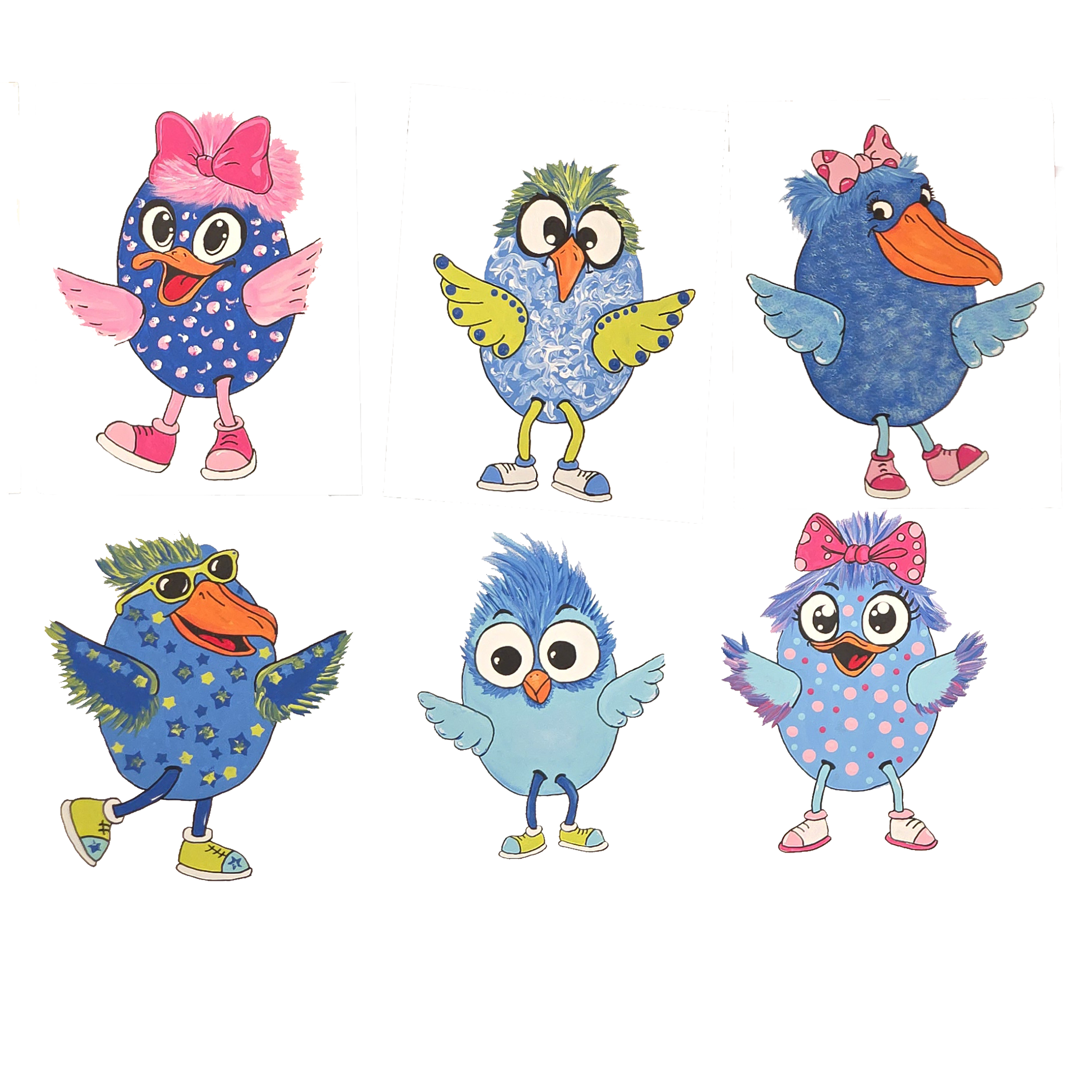 Greg, Marcia, Peter, Jan, Bobby, and Cindy are Barron’s six Egglets. Wherever they go, questions, chaos, snacks, and the occasional very questionable idea are never far behind.