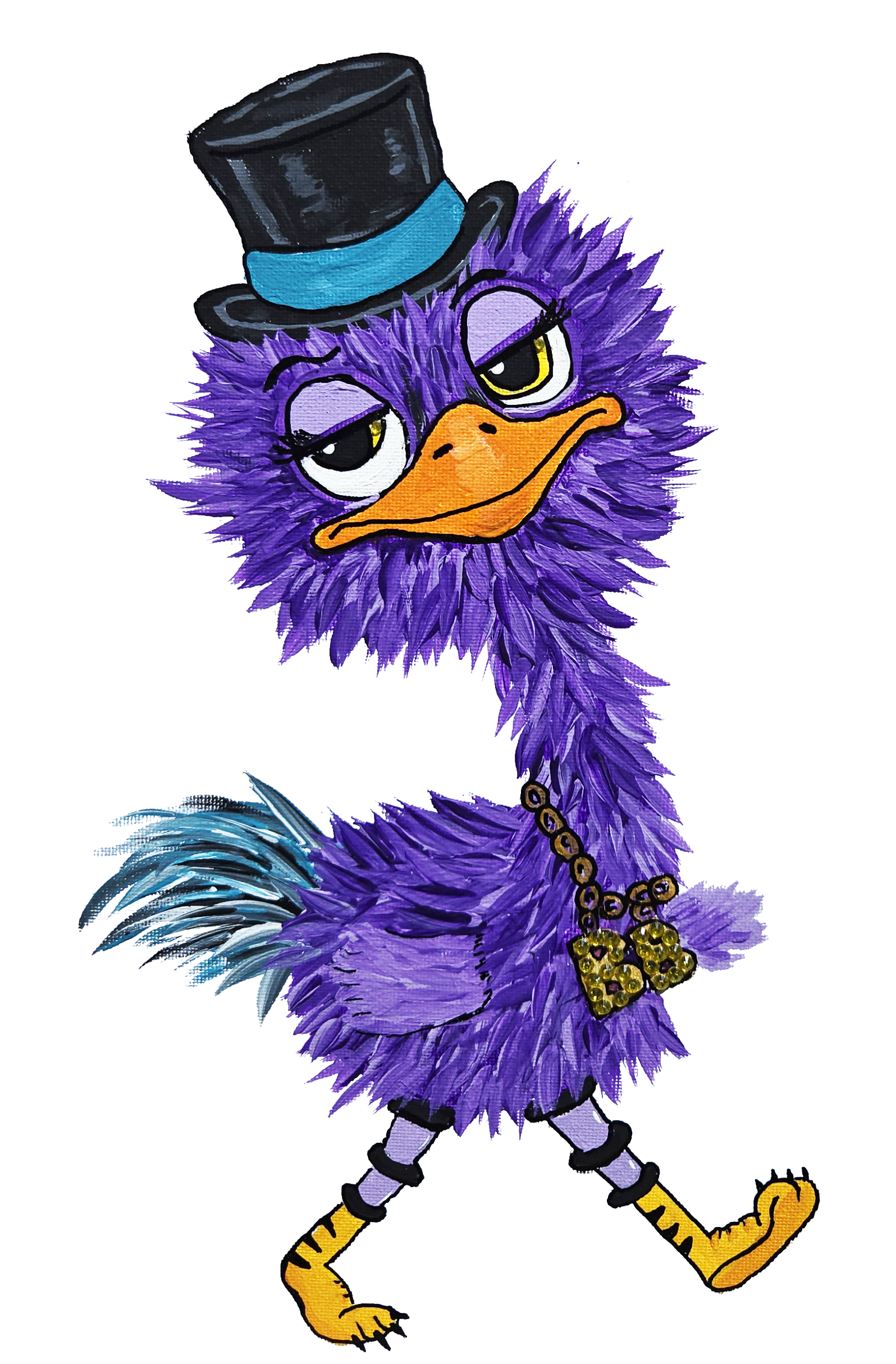 Velour is tall, purple, impeccably accessorized, and rarely short on opinions. With his BB chain, too-small hats, and beloved Mr. Beauregard by his side, Velour knows exactly what he likes - and anything else is simply TACKY.