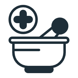Medical bowl with a stethoscope and a medical cross icon