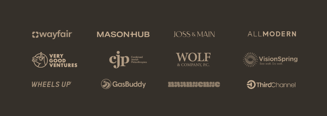 Collection of various company logos on a dark background.