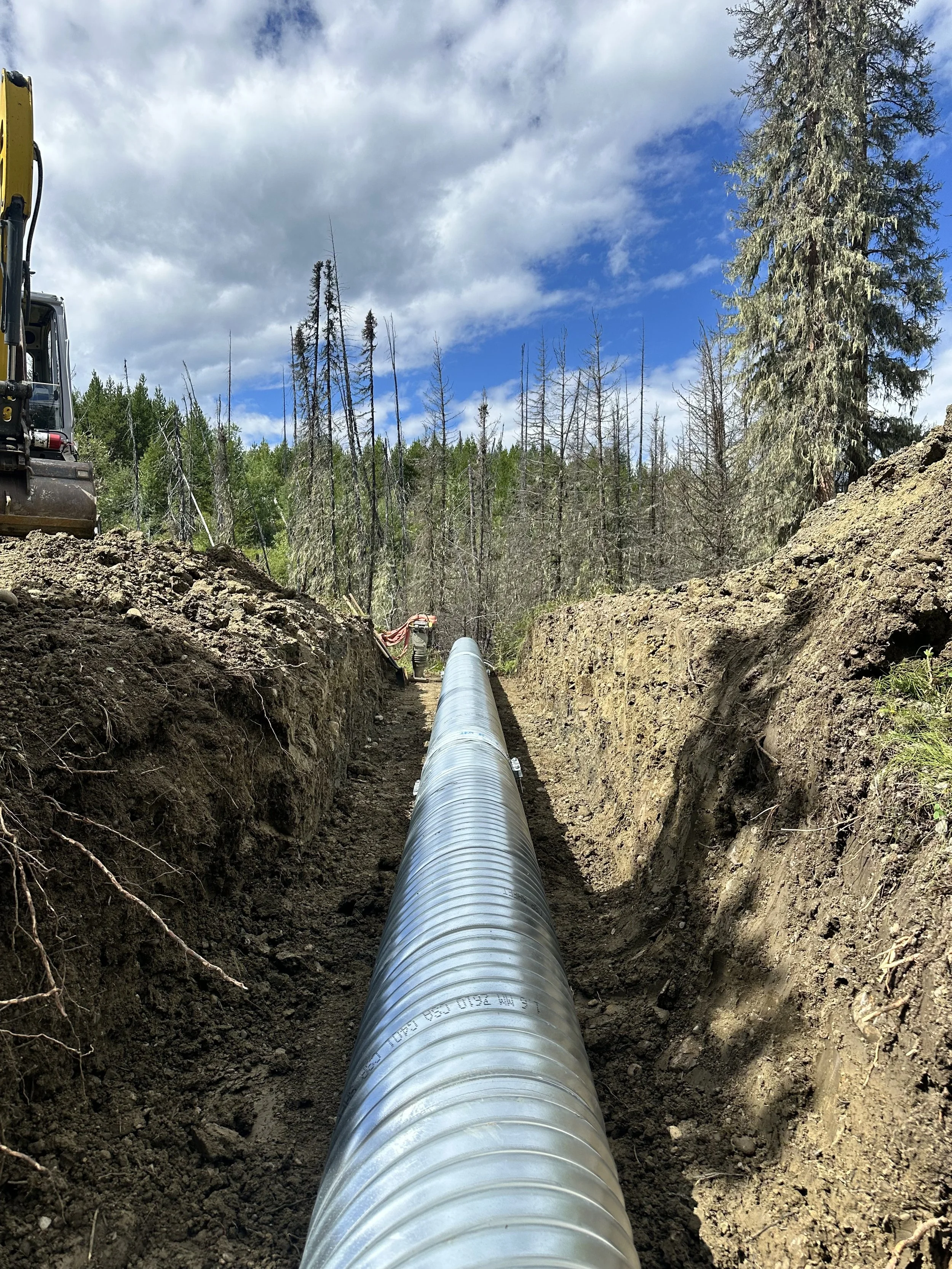 A Culvert being laid in a trench