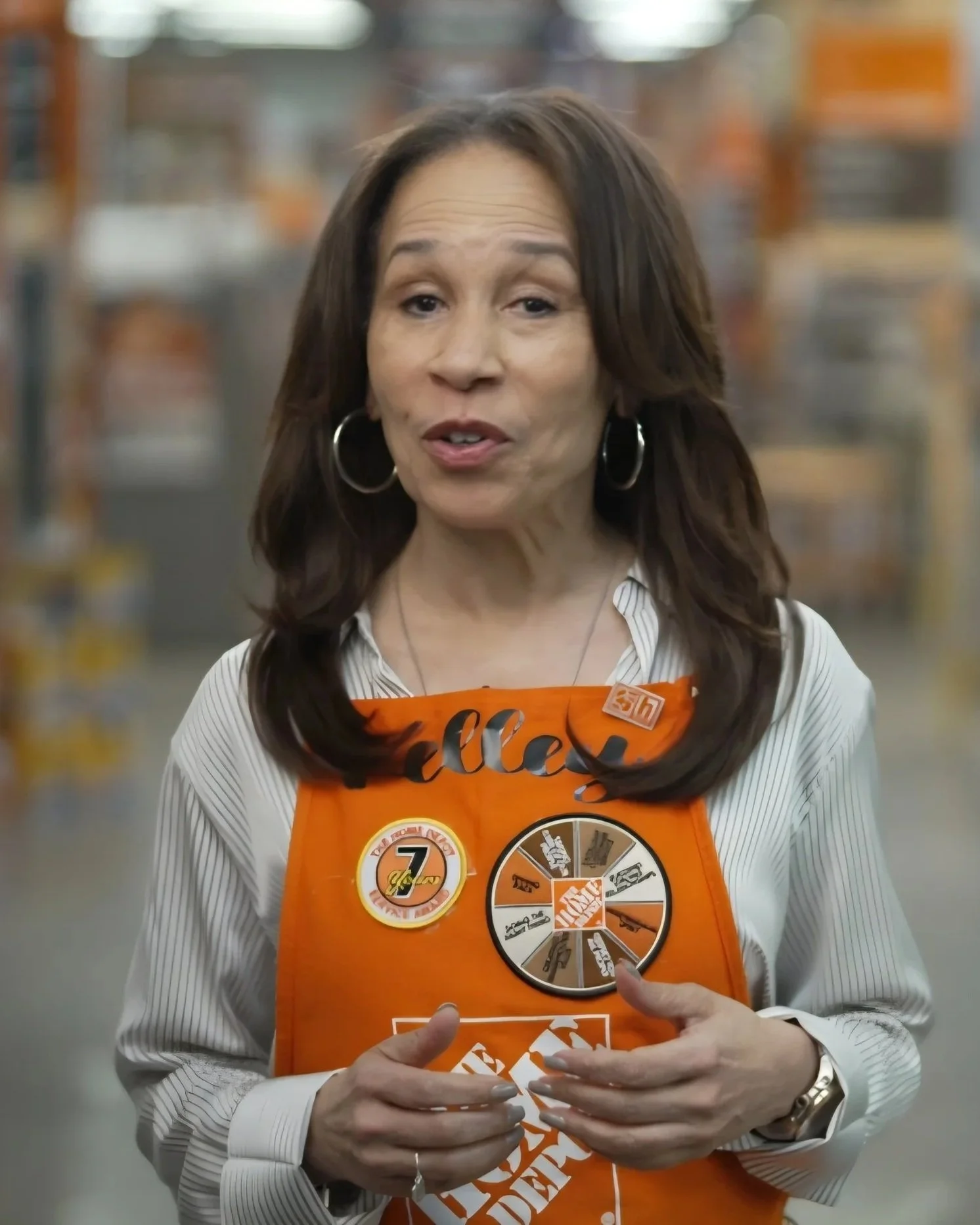 Kelley delivering lines to camera for the Home Depot.