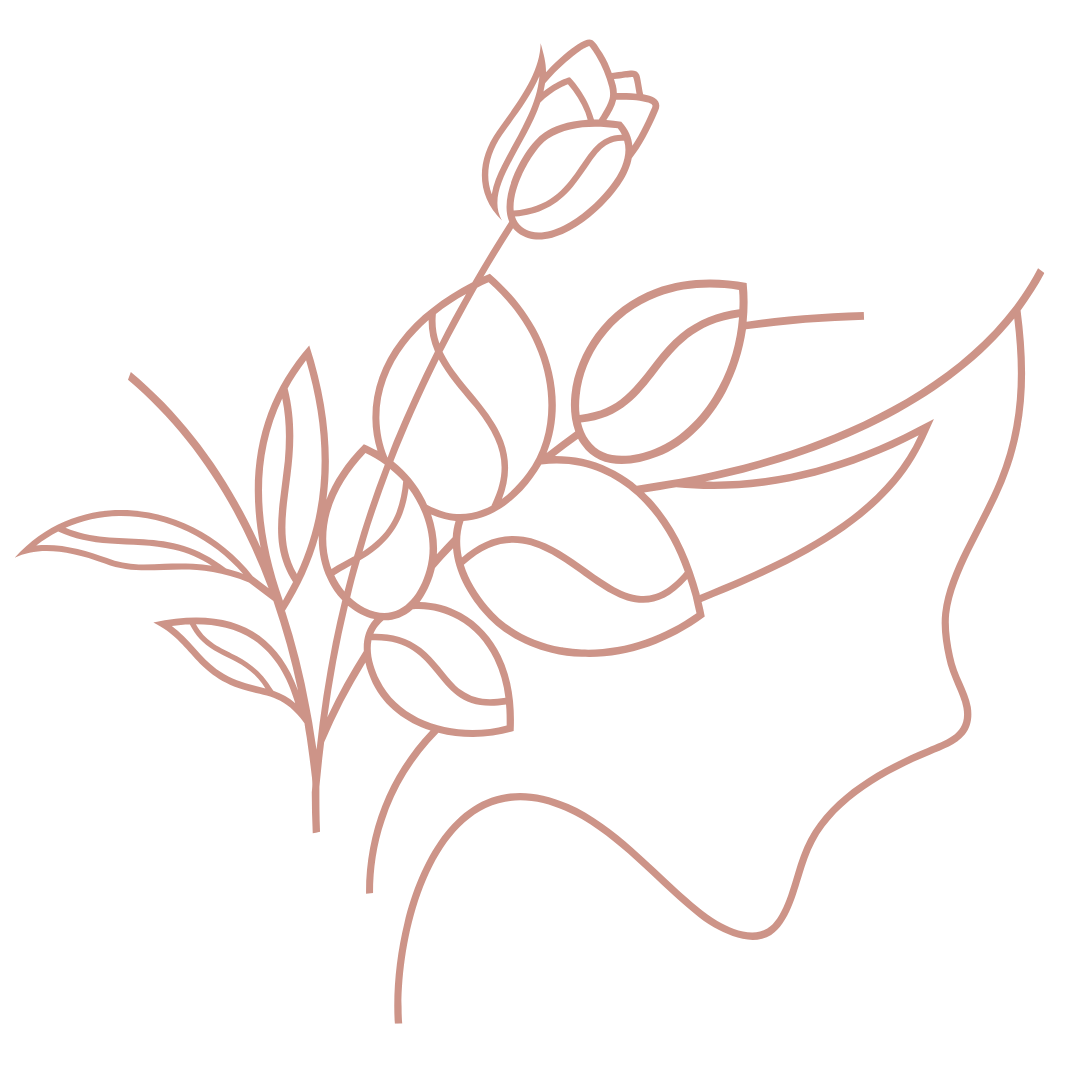 Line art illustration of a woman's profile with flowers
