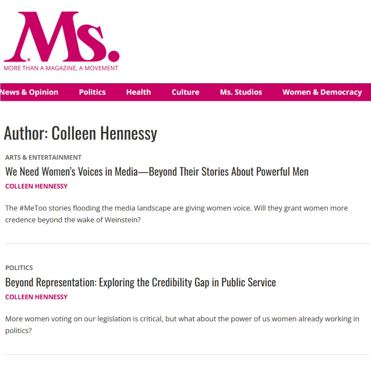 Ms. Magazine articles