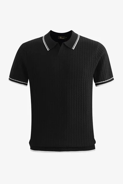 Rivera Textured knit Polo-Black