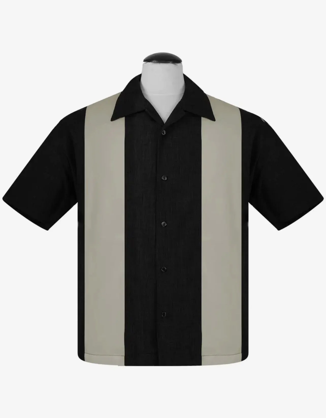 PopCheck Double Panel Bowling Shirt Black/Stone