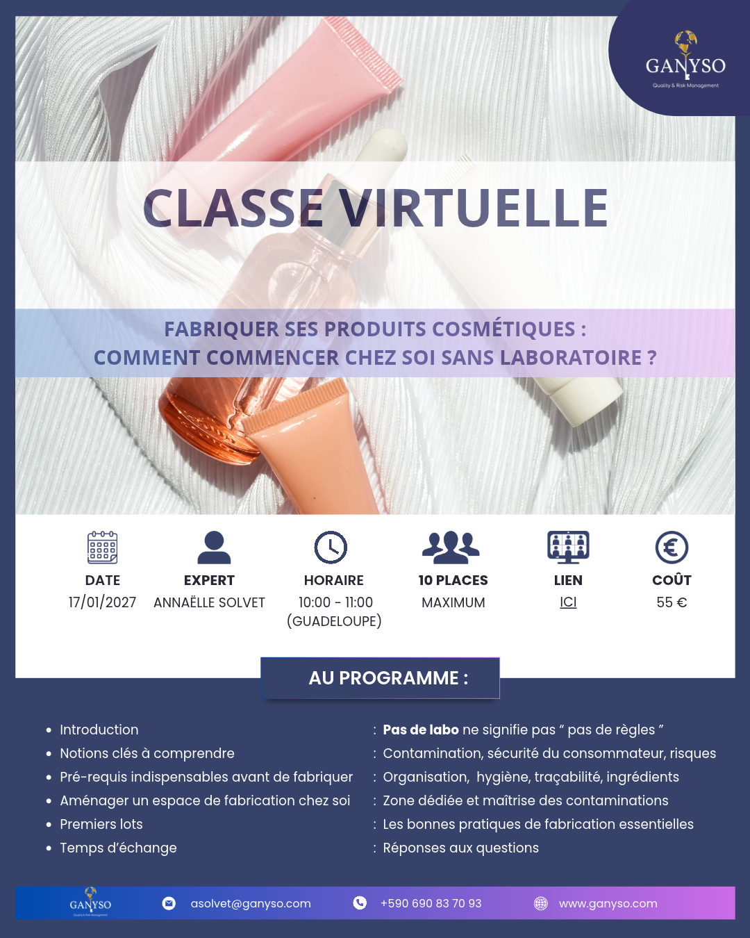 Classe virtuelle - Fabriquer ses produits cosmétiques chez soi