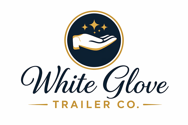 Logo for White Glove Trailer Co. featuring a hand with stars above it.