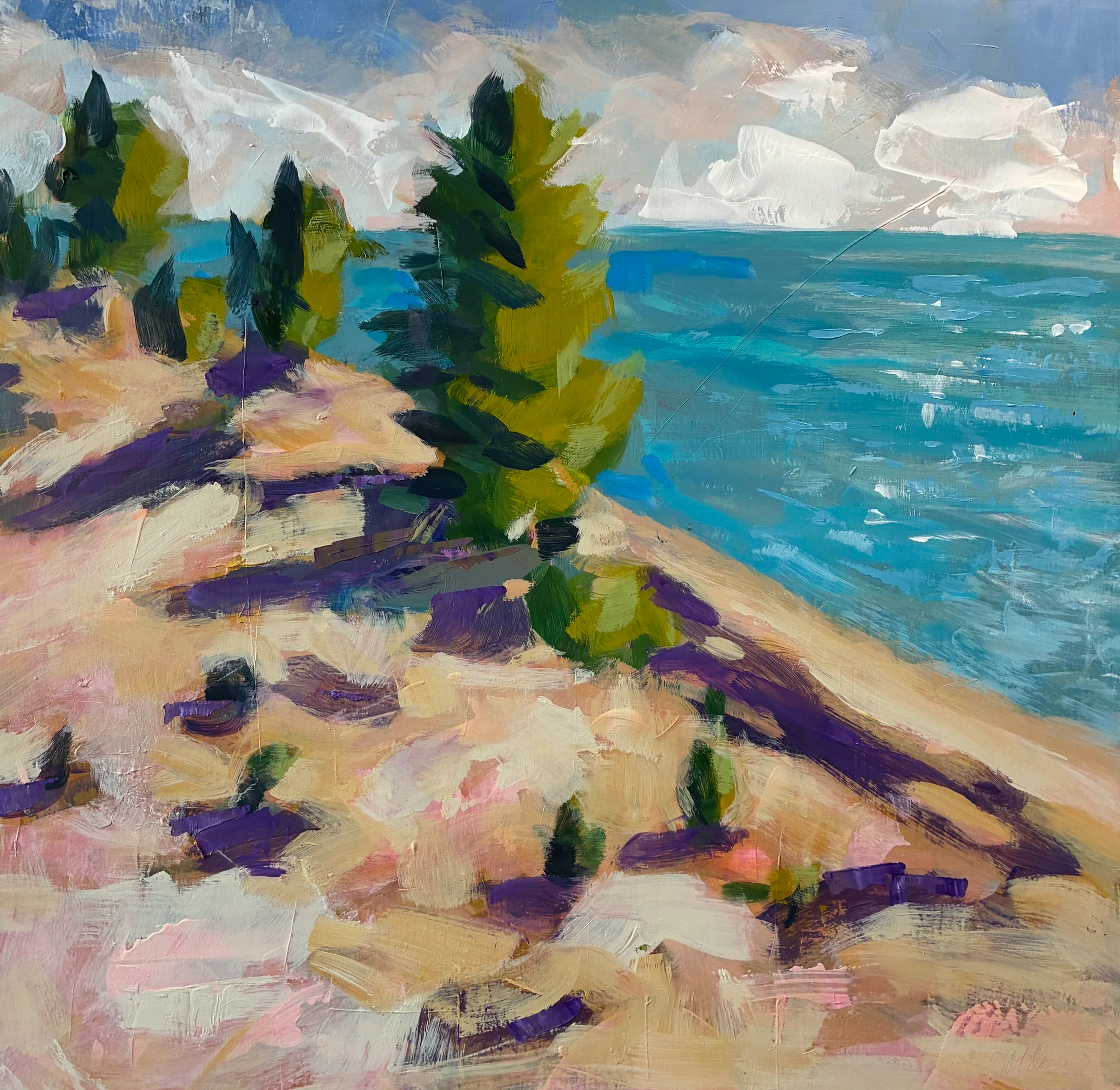 Colleen Gleason, Sleeping Bear Dune Shadows, Acrylic on Panel, 24” x 24"