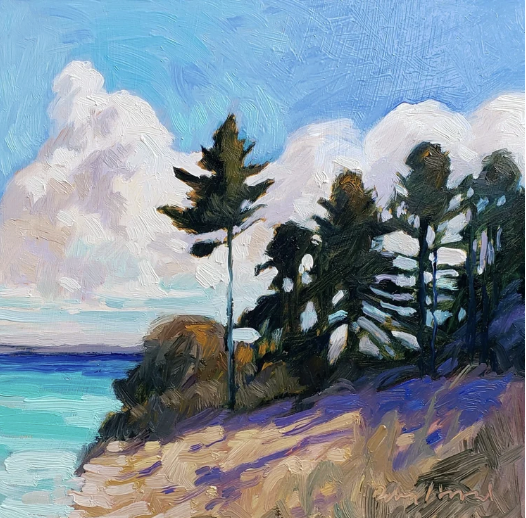 Towards Harbor Springs. Oil, 8 x 8 in