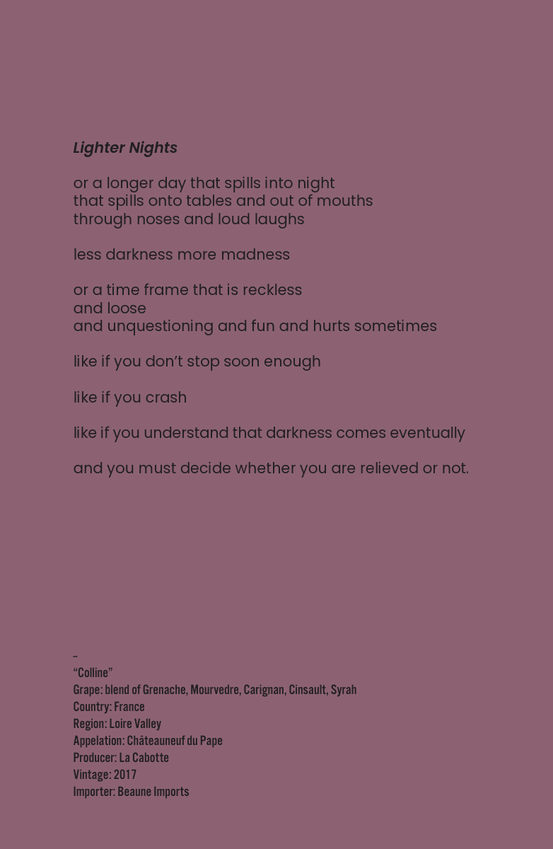 Alyssa Natoci, Lighter Nights