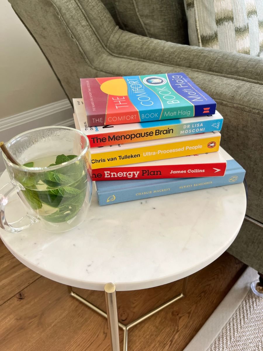 Dr Christina papadopoulos menopause consultant, UK showing books on menopause