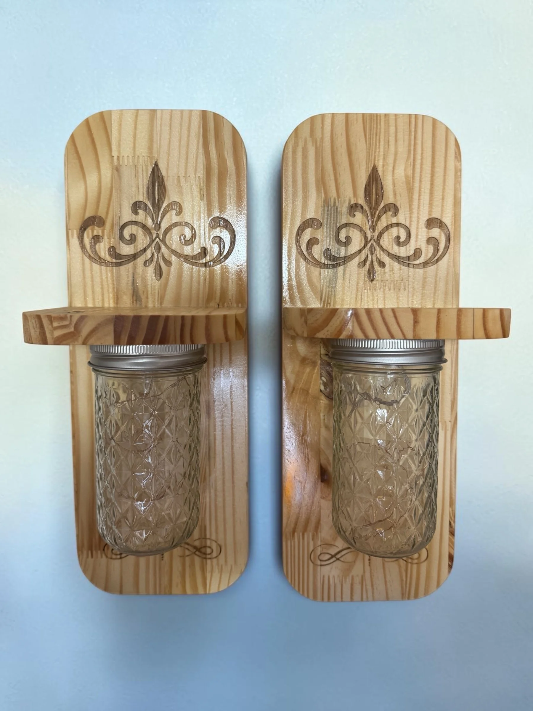 Rustic Elegance Wooden Wall Sconce Set