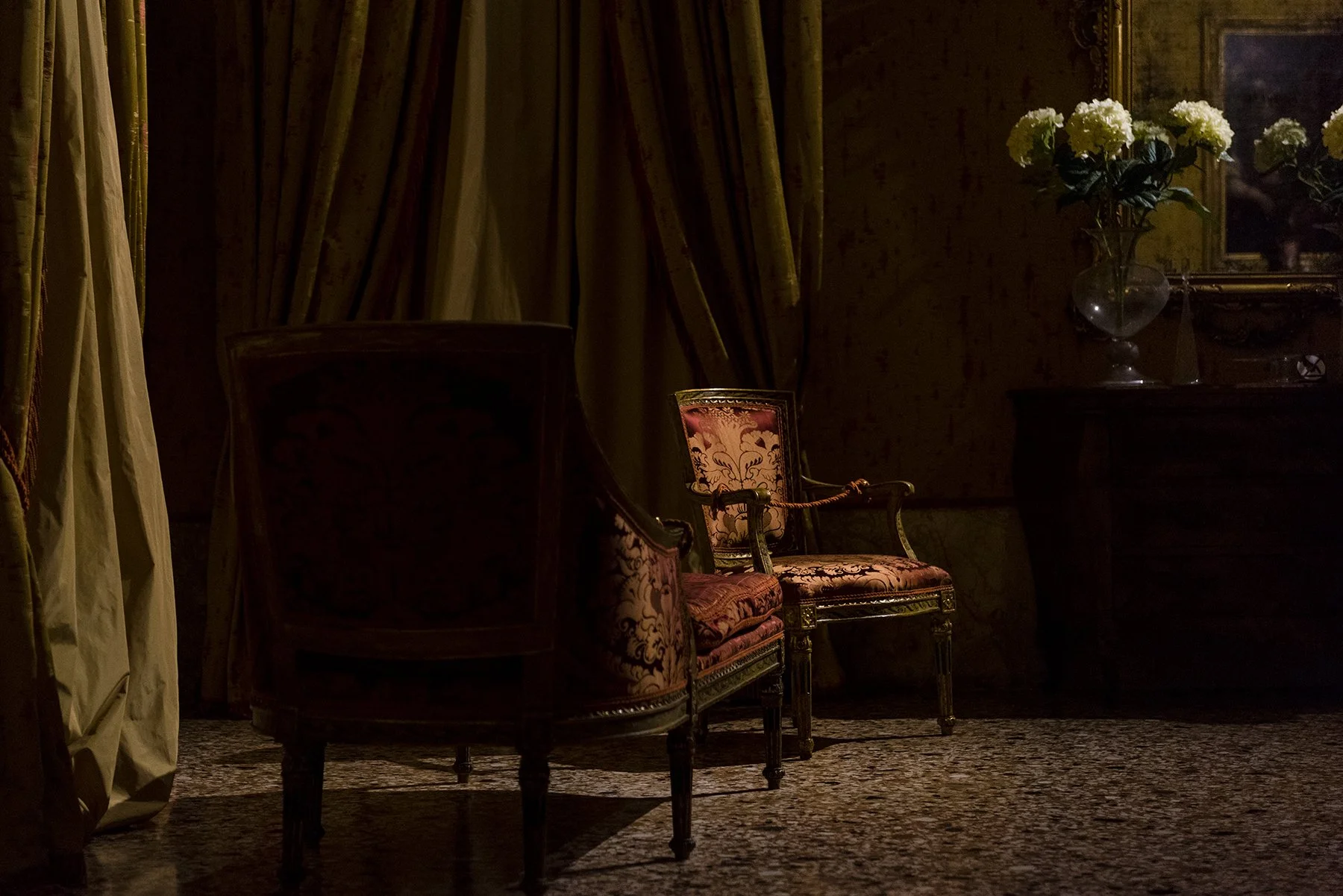Venice in the Shadows 2 Palazzo Chair Cinematic Interior Design Chair Travel Photography.jpg