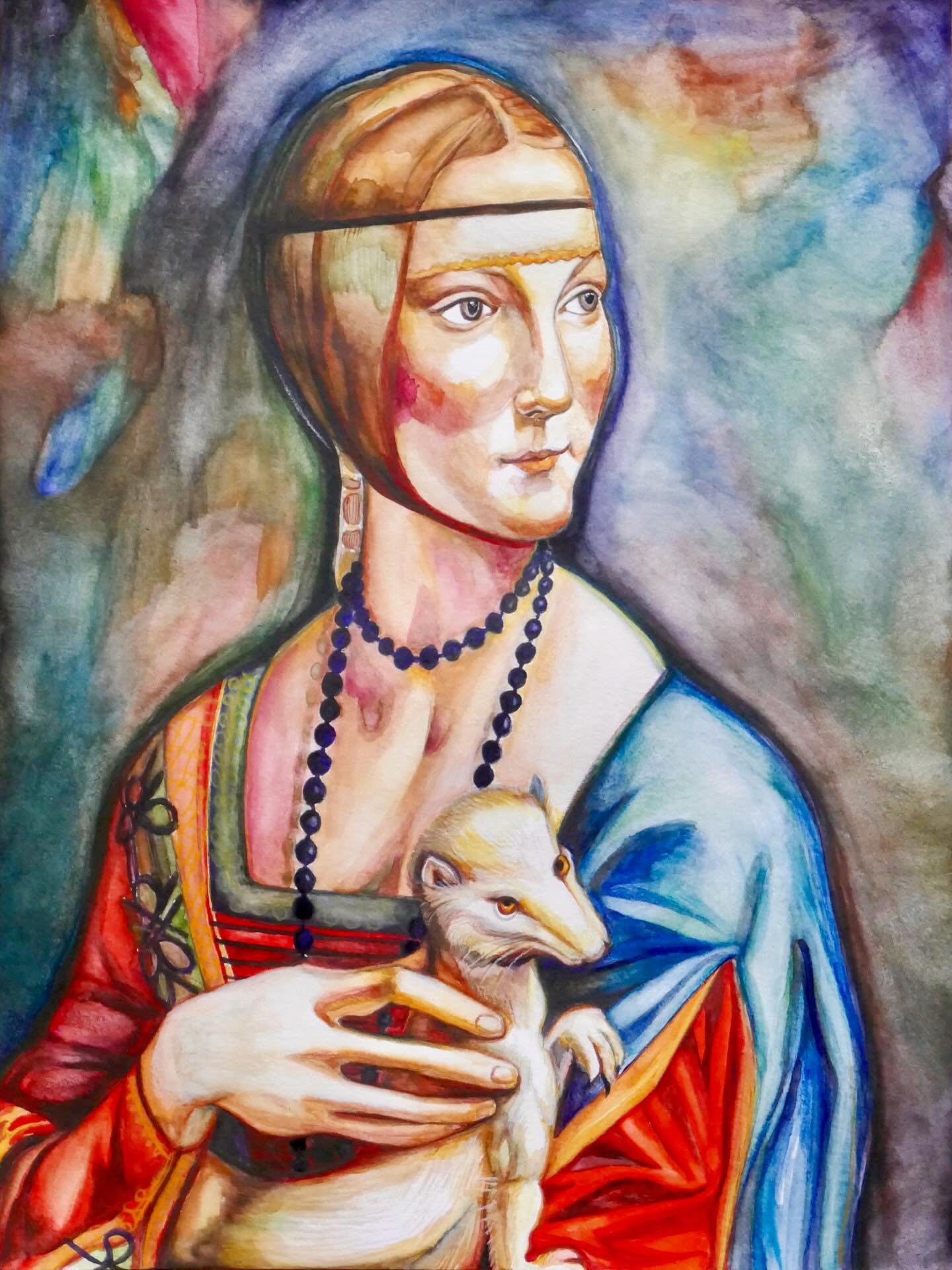 Dame &agrave; l&rsquo;hermine 2.0🪞
Crayons et aquarelle sur papier
30x40cm

Janv 26

#leonardodavinci #aquarelle #contemporaryart 
#copy