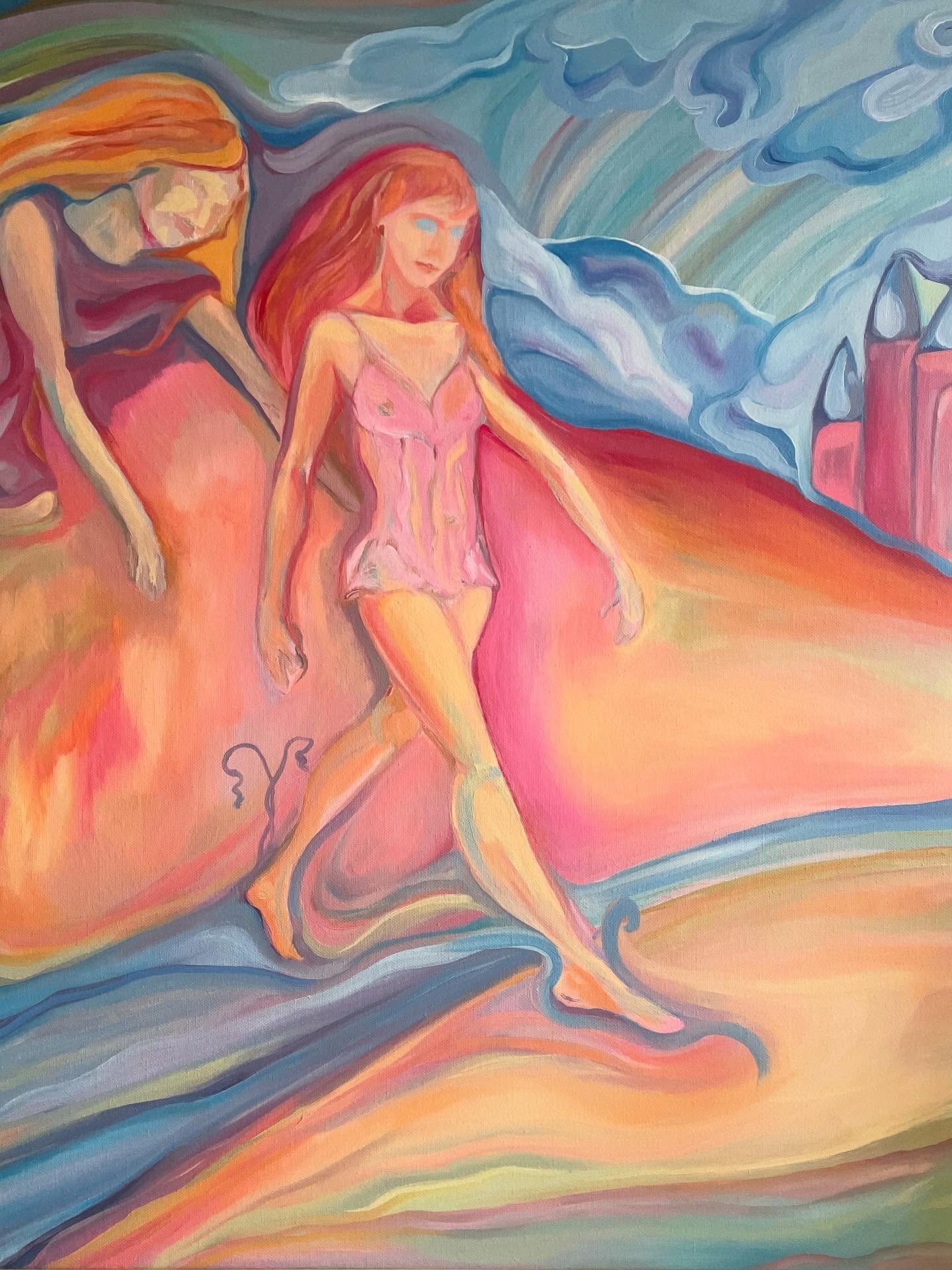 lady down the men-free country🧚🏻&zwj;♀️
Huile sur toile
75x60cm
Mars 25

Il faut du temps pour qu&rsquo;un visage se dessine
qu&rsquo;un mythe se cr&egrave;ve 
ou qu&rsquo;un tableau s&rsquo;ach&egrave;ve 
certains restent inachev&eacute;s mais c&r