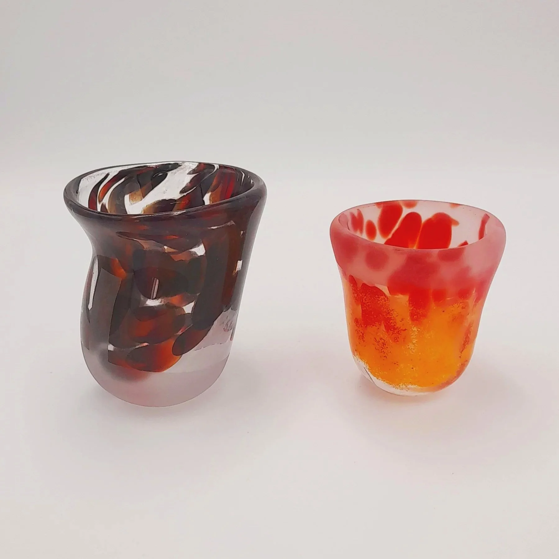 La mano e la macchia di sangue and L'uva, la canna e il bicchiere. Blown and Sandblasted Glass. 2024