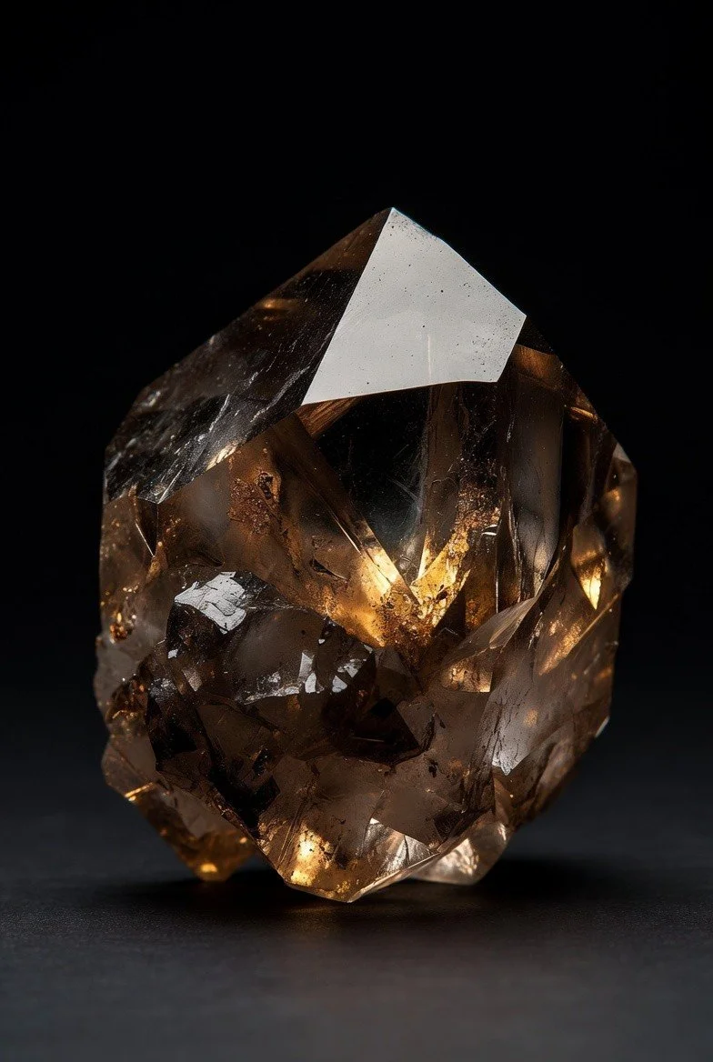 Structure cristalline naturelle brute, révélant la complexité géométrique née de pressions terrestres titanesques.