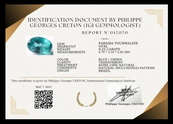 Certificat de Garantie Gemmologique