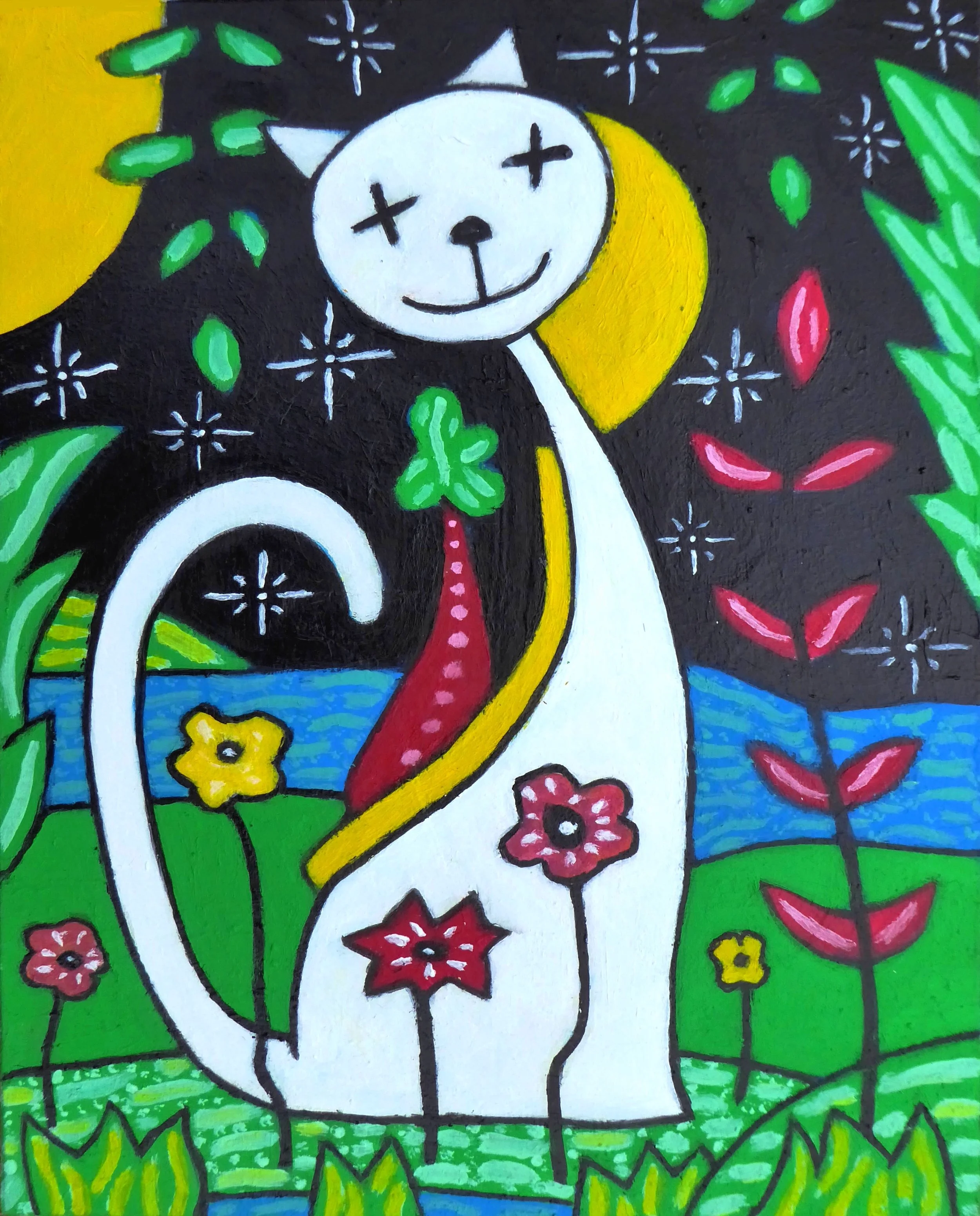Cat waiting for Christmas (Français qui attend la présidentielle) (33cm x 41cm)