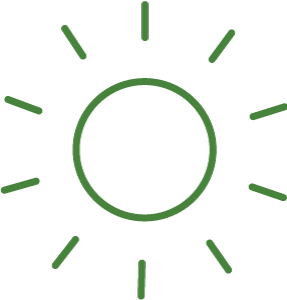 Illustration of a sun with rays extending outward.
