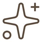 Forma de estrella con símbolo de suma y círculo debajo