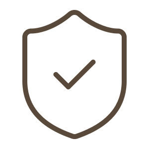 Un escudo con una marca de verificación en el centro, símbolo de protección o seguridad.