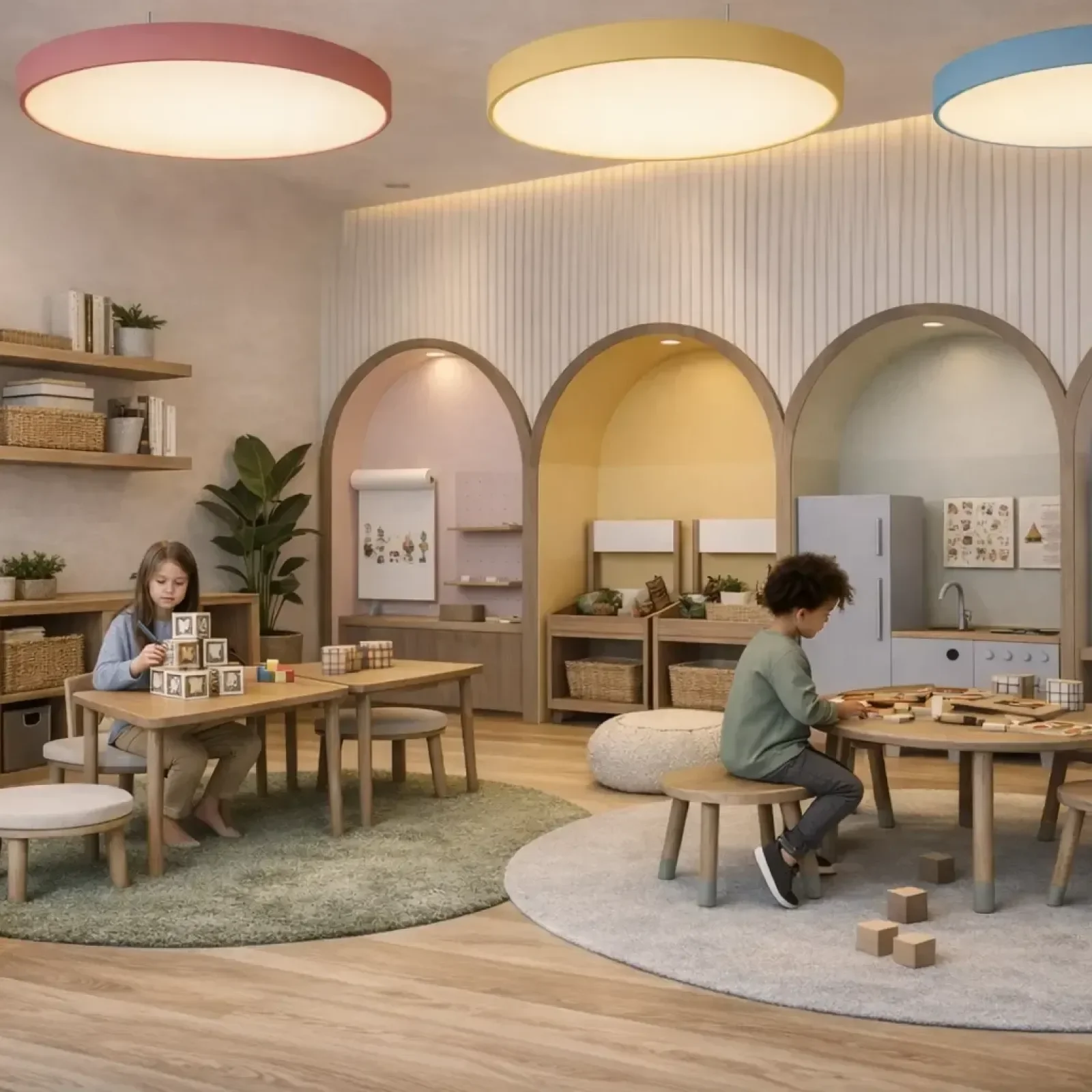 Ludoteca en Artemisa Cancún con área de juegos para niños, mobiliario didáctico y espacios coloridos