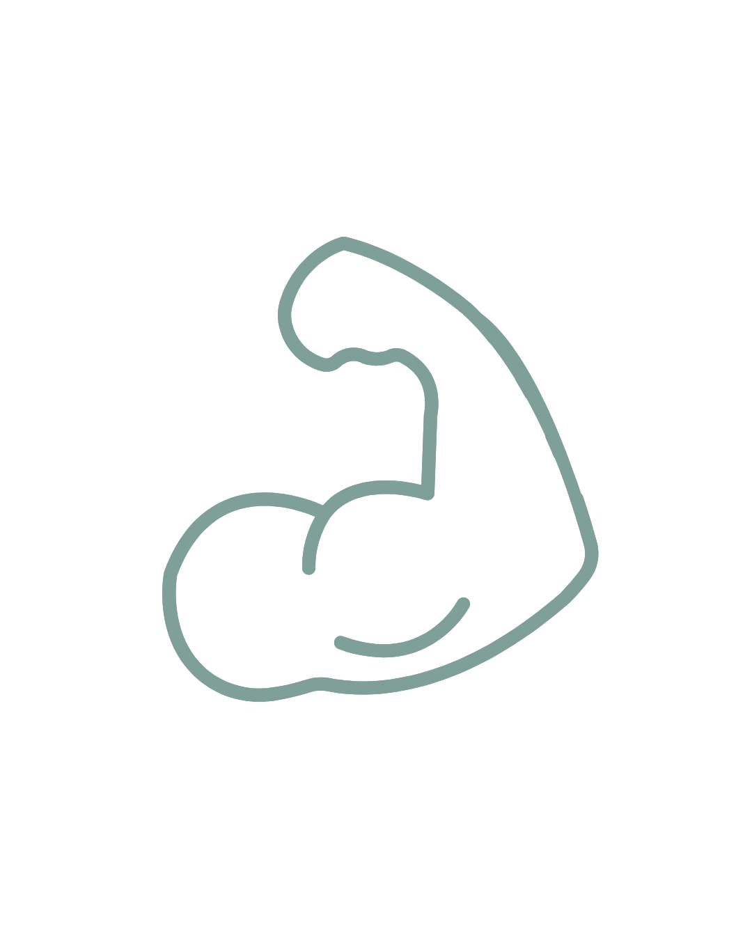 Illustration of a flexed bicep muscle in a minimalistic line art style.