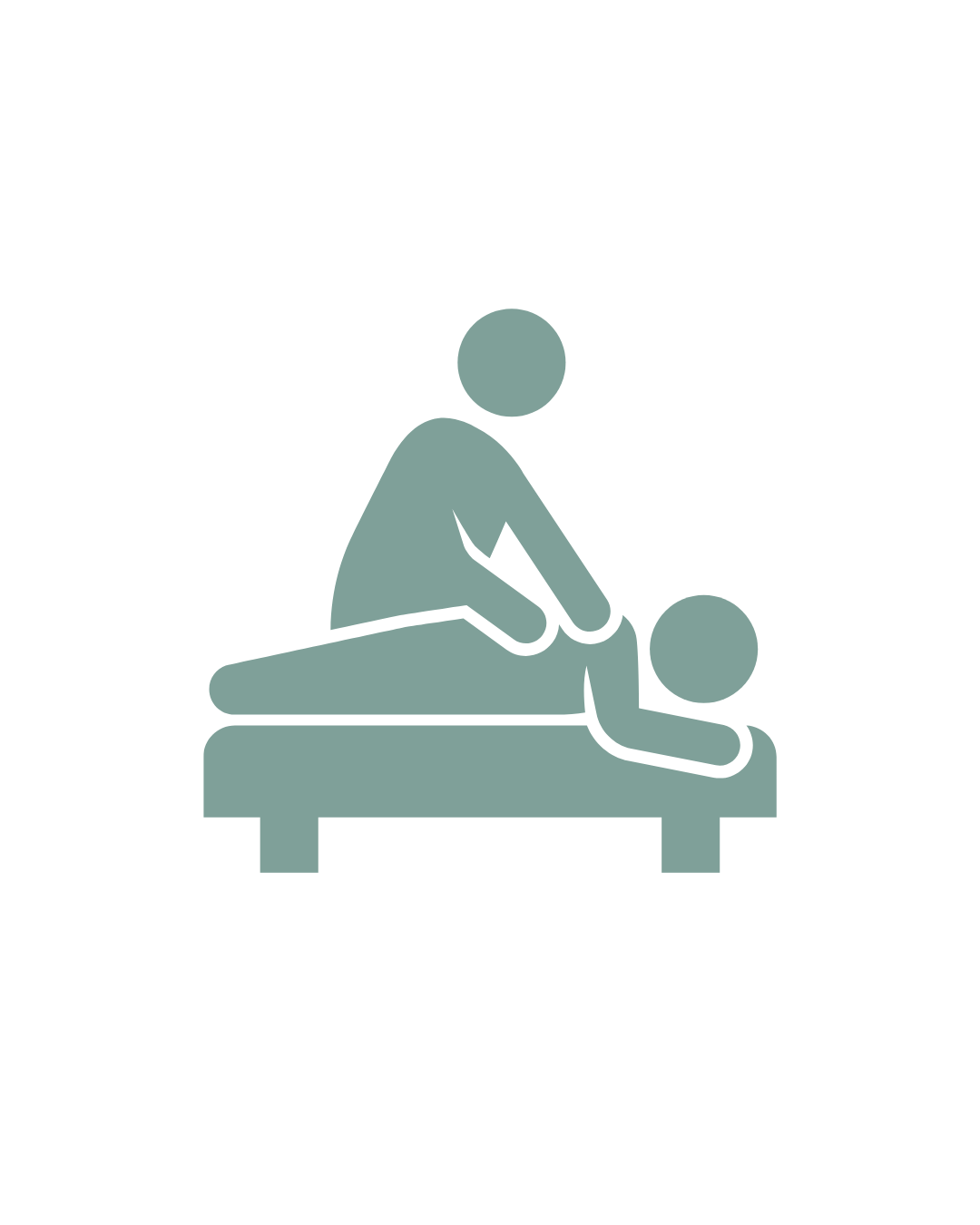 Icon of person receiving massage on a bed in a minimalist style.