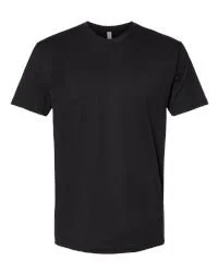 Front view of a black short-sleeve crew neck t-shirt.