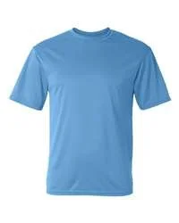 Front view of a light blue performance short-sleeve crew neck t-shirt.