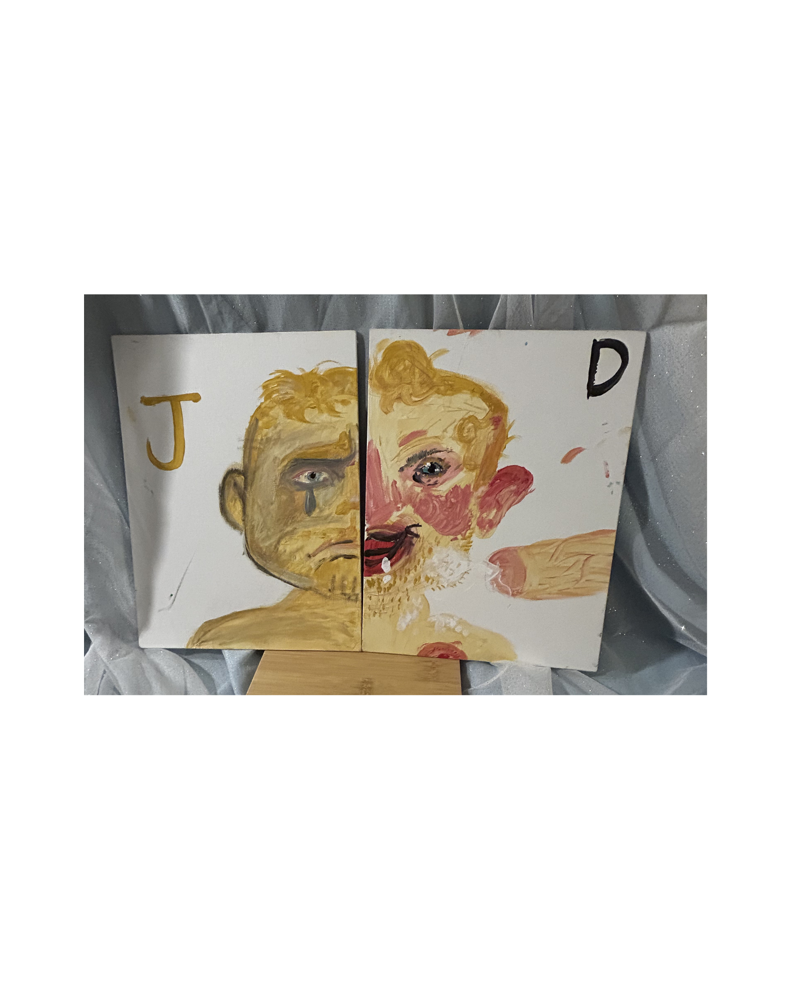 Signed Bingo & Bongo “JD” Collab Canvas Paintings Set of 2 Original Fishtank Season 5 Artworks