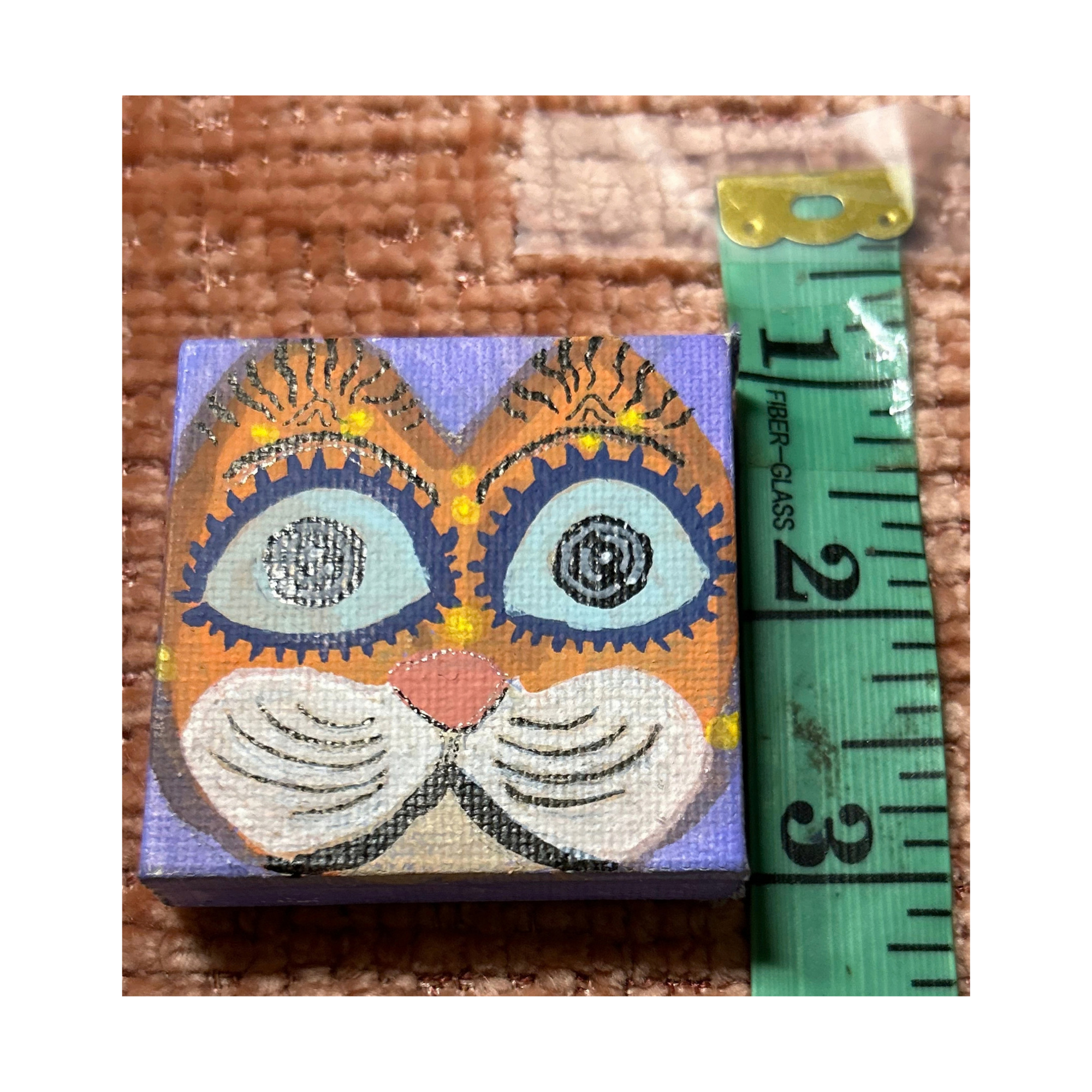 Original Hand-Painted Mini Canvas Cat Painting by Bingo (SIGNED AND DATED)