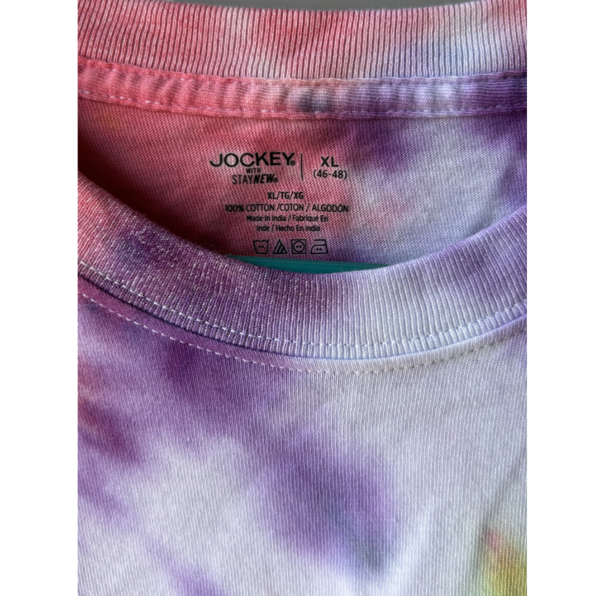 Bango's "Cotton Candy" Tie-Dyed Jockey StayNew 100% Cotton Tee by Bango Size XL