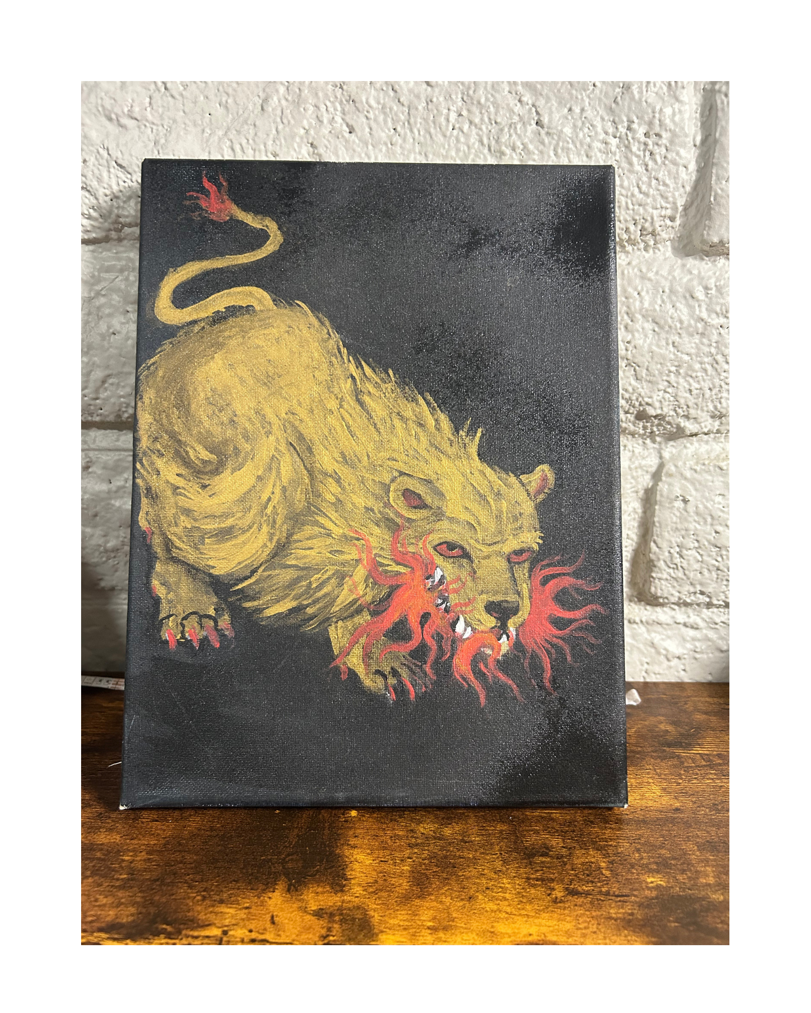 Bingo aka Hale 2022 Signed Canvas Painting Titled "Jaws of Fire"