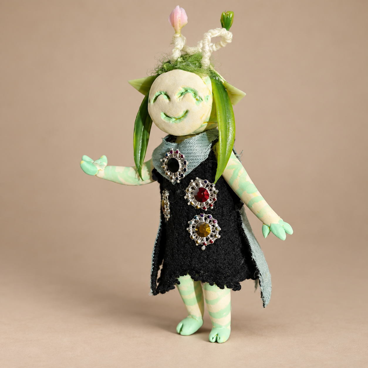 Flora by Bingo Original Handmade 4-Inch Clay Character  With Signed COA