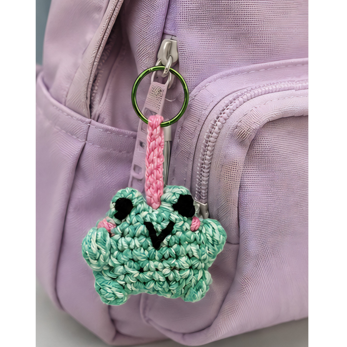 MOTTS "Minty The Frog" Handmade Crochet Frog Keychain